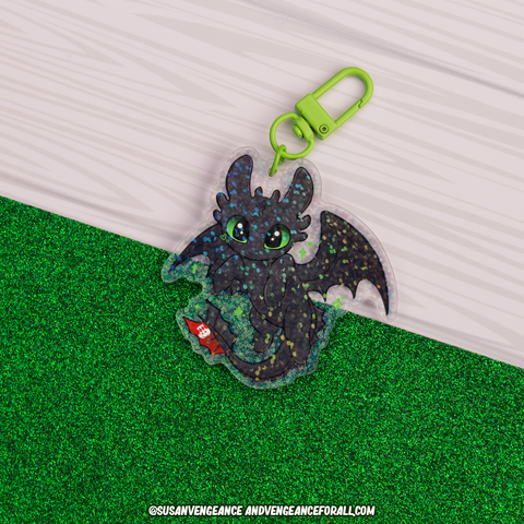 Black Dragon Holographic Keychain