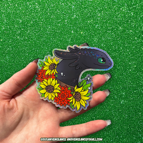 Black Dragon Holographic Vinyl Sticker
